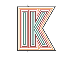 IK Retro Logo with Outline. suitable for new company. vector