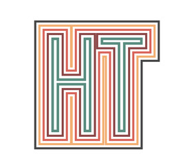 HT Retro Logo with Outline. suitable for new company. vector