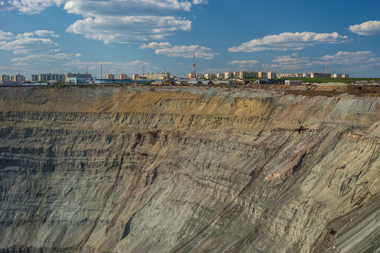 Diamond mining pit in the town of Mirniy, Yakutia, Russia. ALROSA.