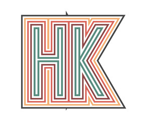 HK Retro Logo with Outline. suitable for new company. vector