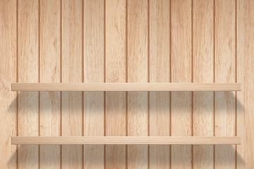 Wood shelf on wood background