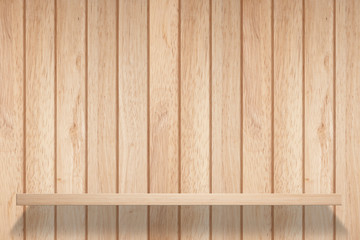 Wood shelf on wood background