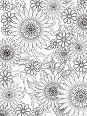 retro floral coloring page