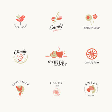 Flat candy bar logo collection