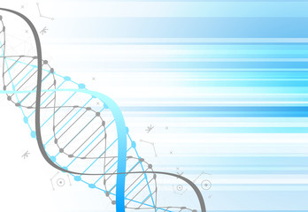 Science template, blue wallpaper or banner with a DNA molecules.