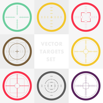 Flat crosshair simple icons collection