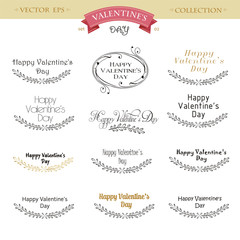 Valentine`s Day Lettering Design Set. Calligraphic design element