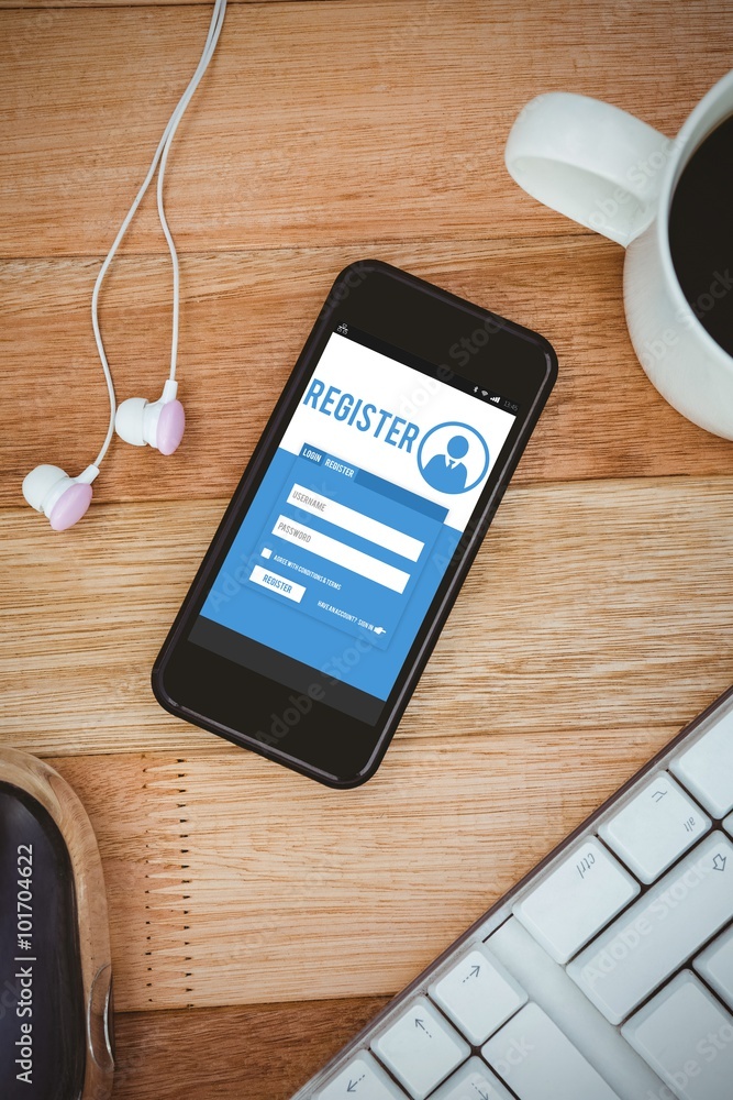 Poster composite image of telephone register application