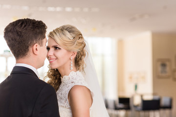 Wedding couple under the veil