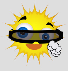 Cartoon Sun Emotion with Hi-Tech Glasses