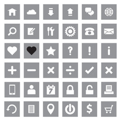 web icon set on gray rectangle