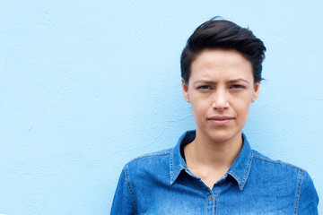 Attractive young woman with short hair