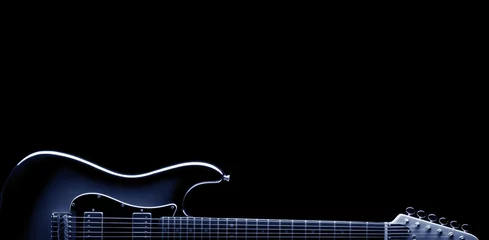 Foto op Plexiglas Voor hem blues elektrische gitaar op zwart