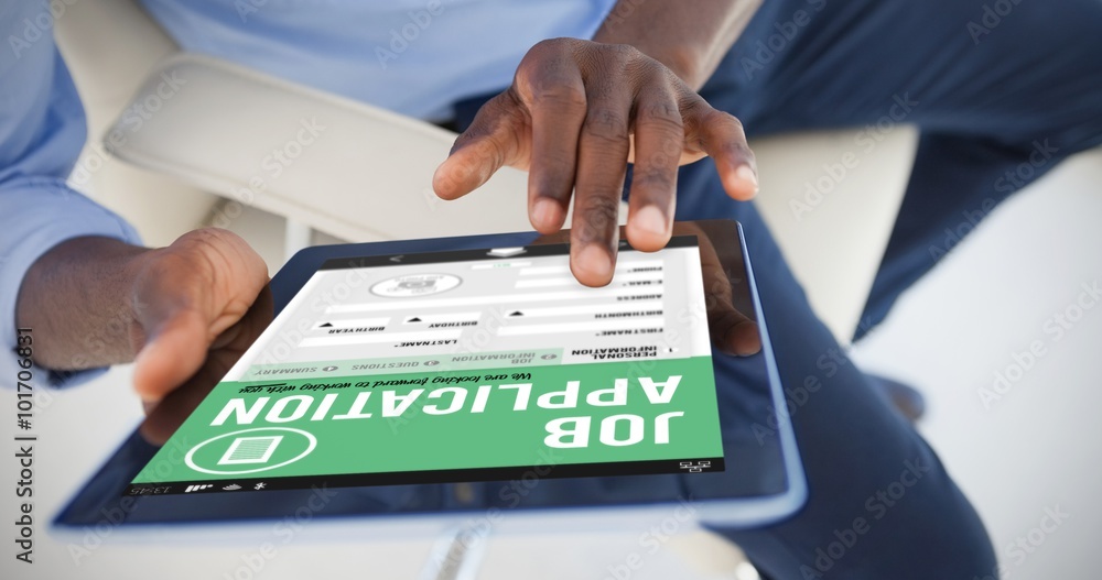 Poster composite image of job application on smartphone