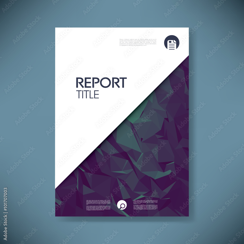 Poster business report cover with low poly design vector background. paper document for company data presen