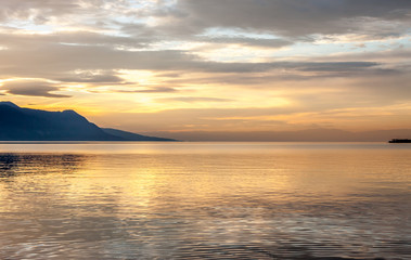 Naklejka na ściany i meble Beautiful view on sunset at Geneva Lake 