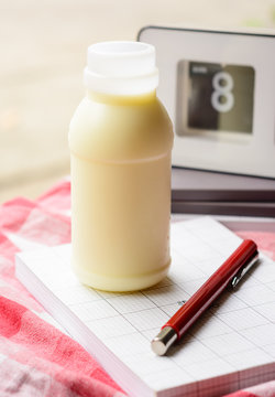 notebook and milk