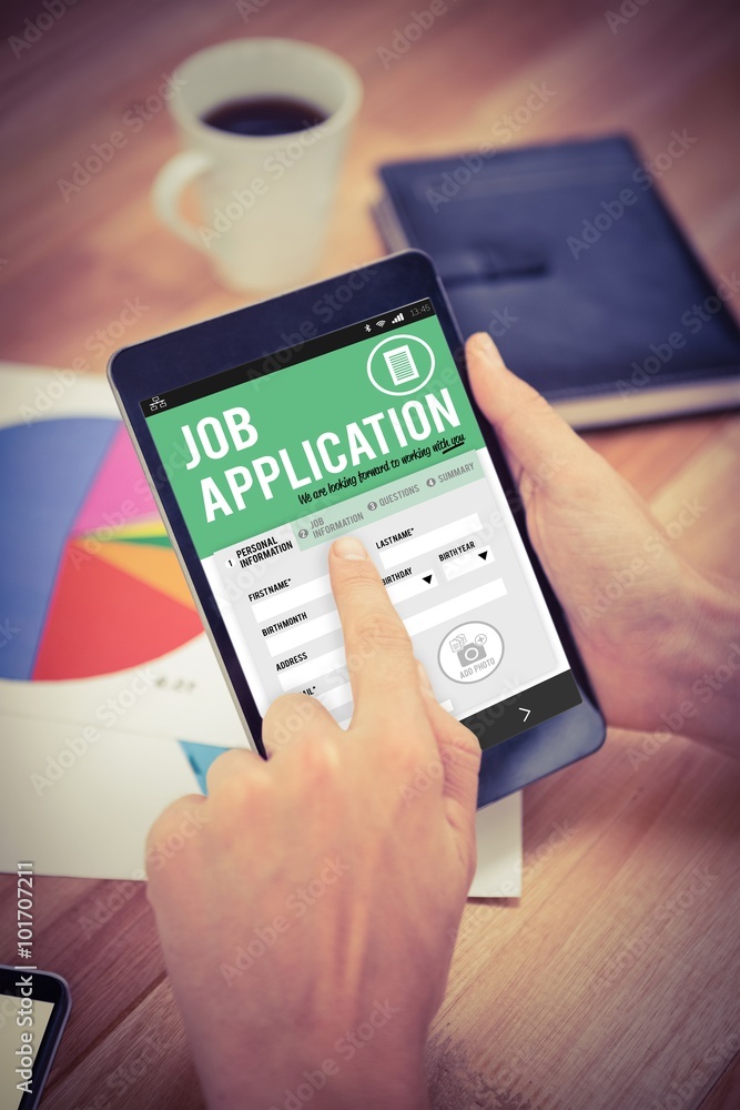 Poster composite image of job application on smartphone