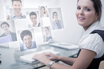 Composite image of portrait of business people 