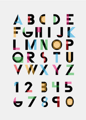 Color alphabetic fonts and numbers. Vector eps10 illustrator.