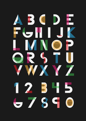 Color alphabetic fonts and numbers. Vector eps10 illustrator.