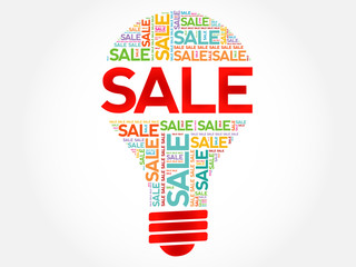 Sale bulb word cloud business concept