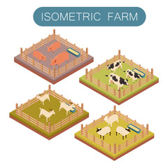 Isometric farm animals set