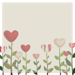 Valentine's card with sewed heart beige
