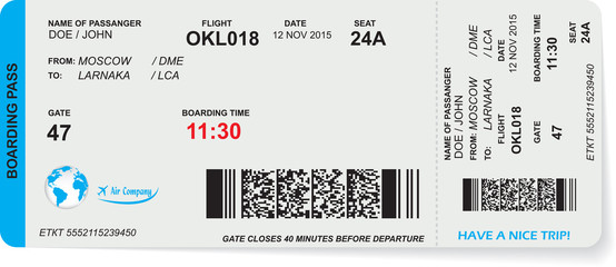 Pattern of airline boarding pass ticket