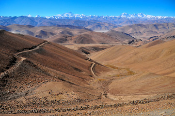 Road from Lao Tingri to Everest Base Camp in Tibet