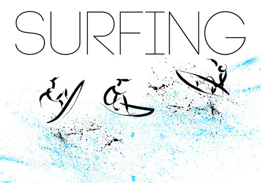 Surfing figure hand drawn sketch 