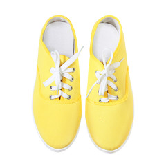 yellow sneakers isolated on white background