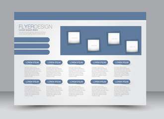 Flyer, brochure, magazine cover template design landscape orientation for education, presentation, website. Blue color. Editable vector illustration.