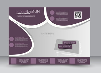 Flyer, brochure, magazine cover template design landscape orientation for education, presentation, website. Purple color. Editable vector illustration.
