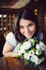 Smiling Girl with Bouquet