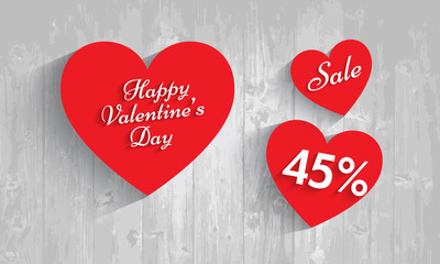 Valentine`s day sale, 45   percent discount. Vector EPS 10..