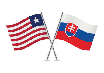 Liberian and Slovak flags. Vector illustration.