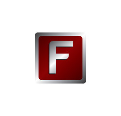 F letter red silver square