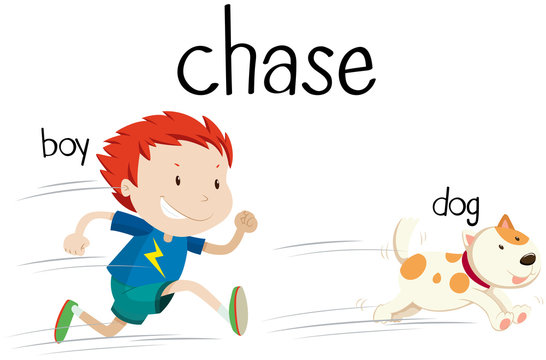 Bad  boy chasing little dog