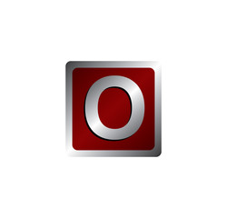 O letter red silver square