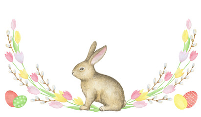 Watercolor Easter wreath.