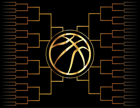 Golden Basketball Icon and Bracket