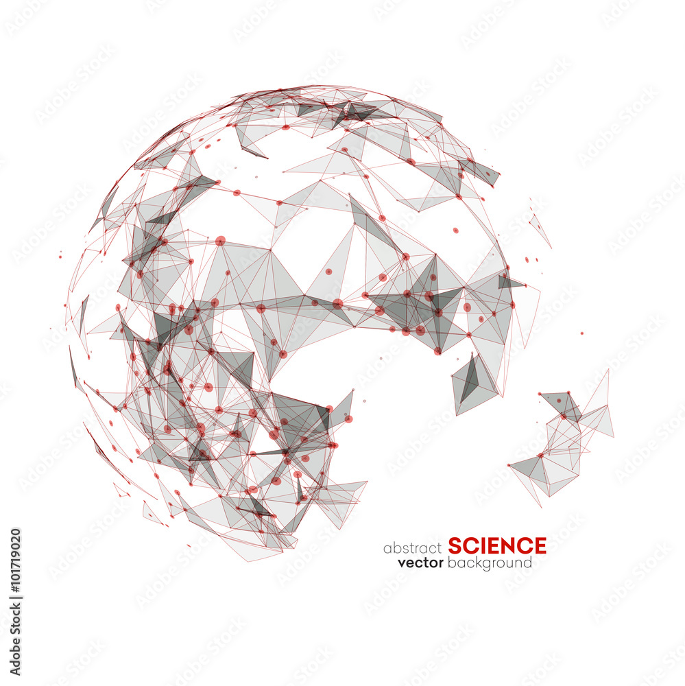 Poster Wireframe mesh polygonal background. 