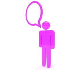 3d man with talk bubbles isolated over a white background