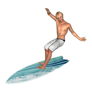 Male Surfer on White