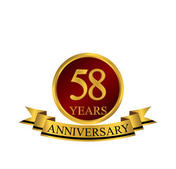 58 anniversary with red golden ring and ribbon