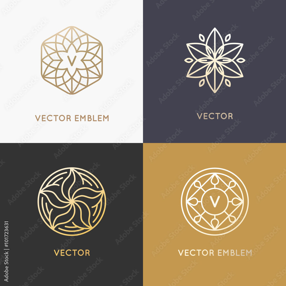 Poster vector abstract monograms and logo design templates
