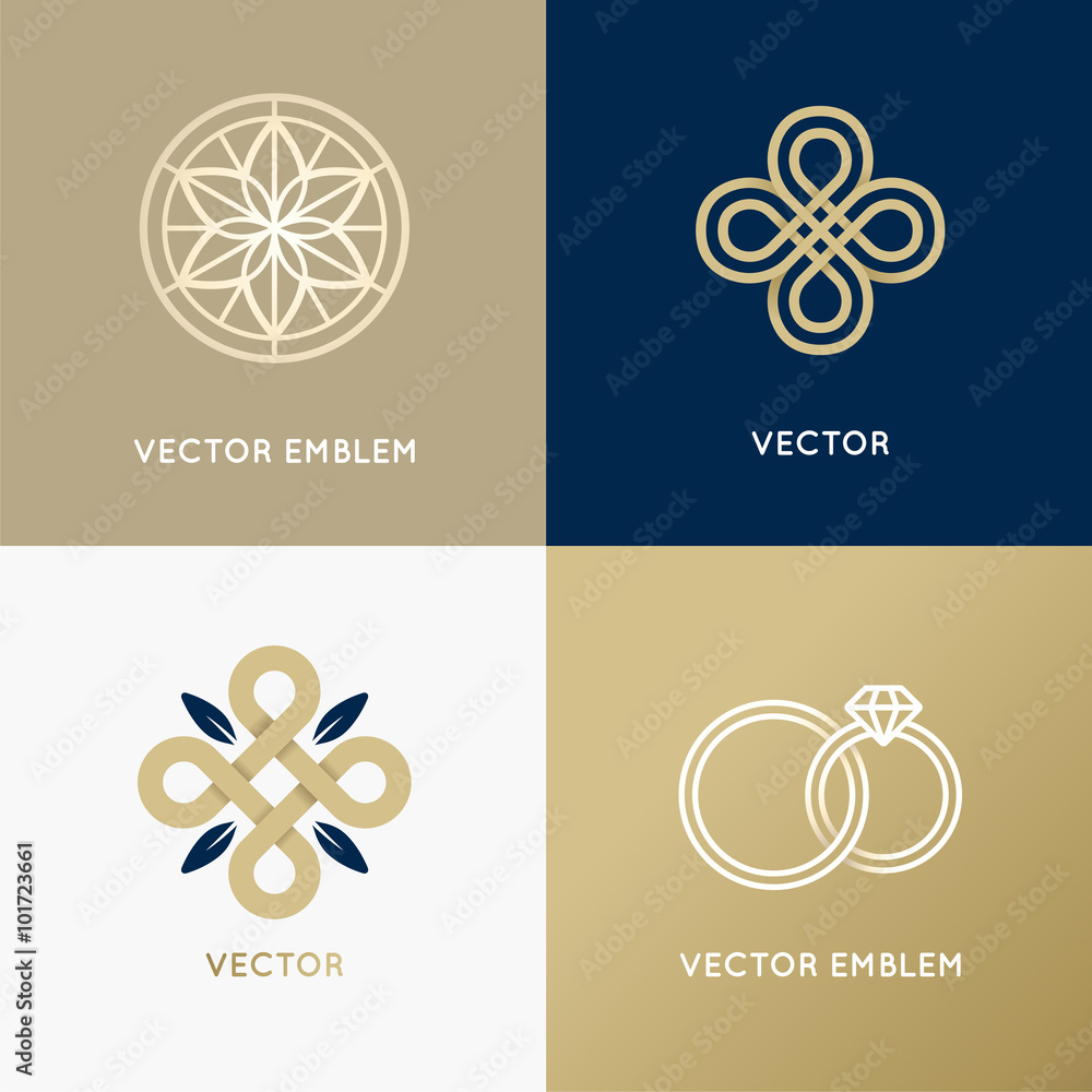 Poster vector abstract logo design templates in trendy minimal style