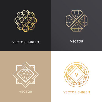 Vector abstract logo design templates in golden colors