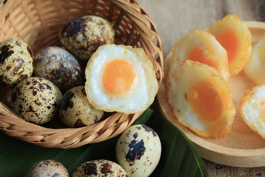 A lot fried quail eggs